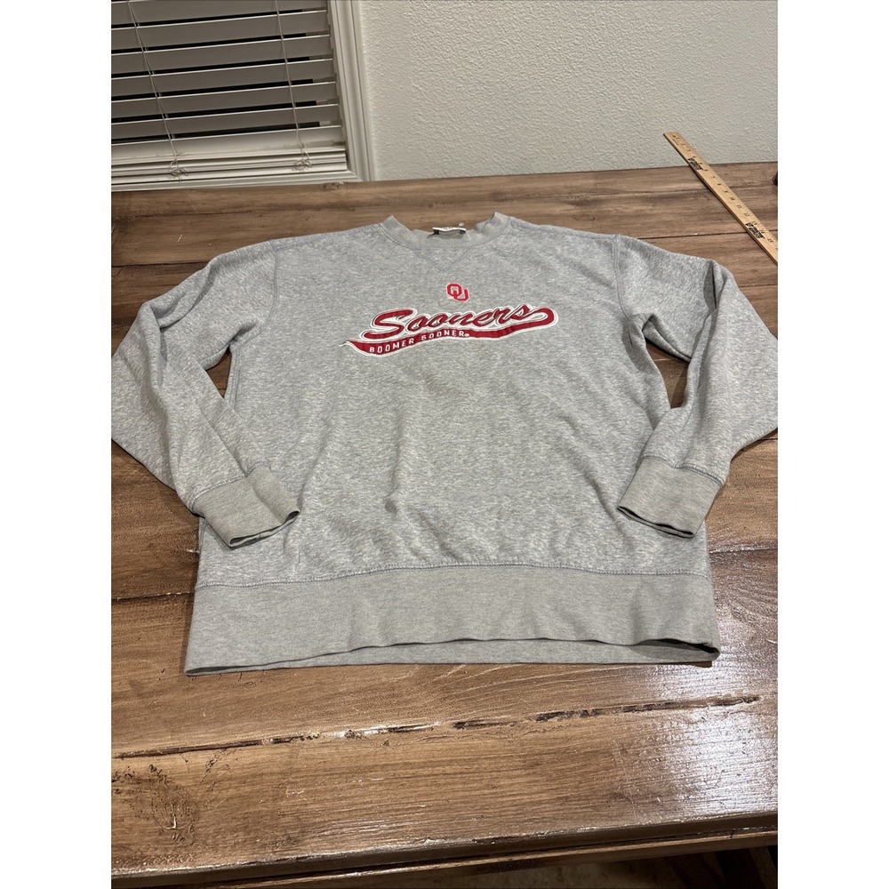 Oklahoma Sooners Section 101 Majestic Gray Crewneck Sweatshirt Size M